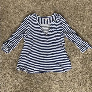 Blue and white striped Maternity blouse